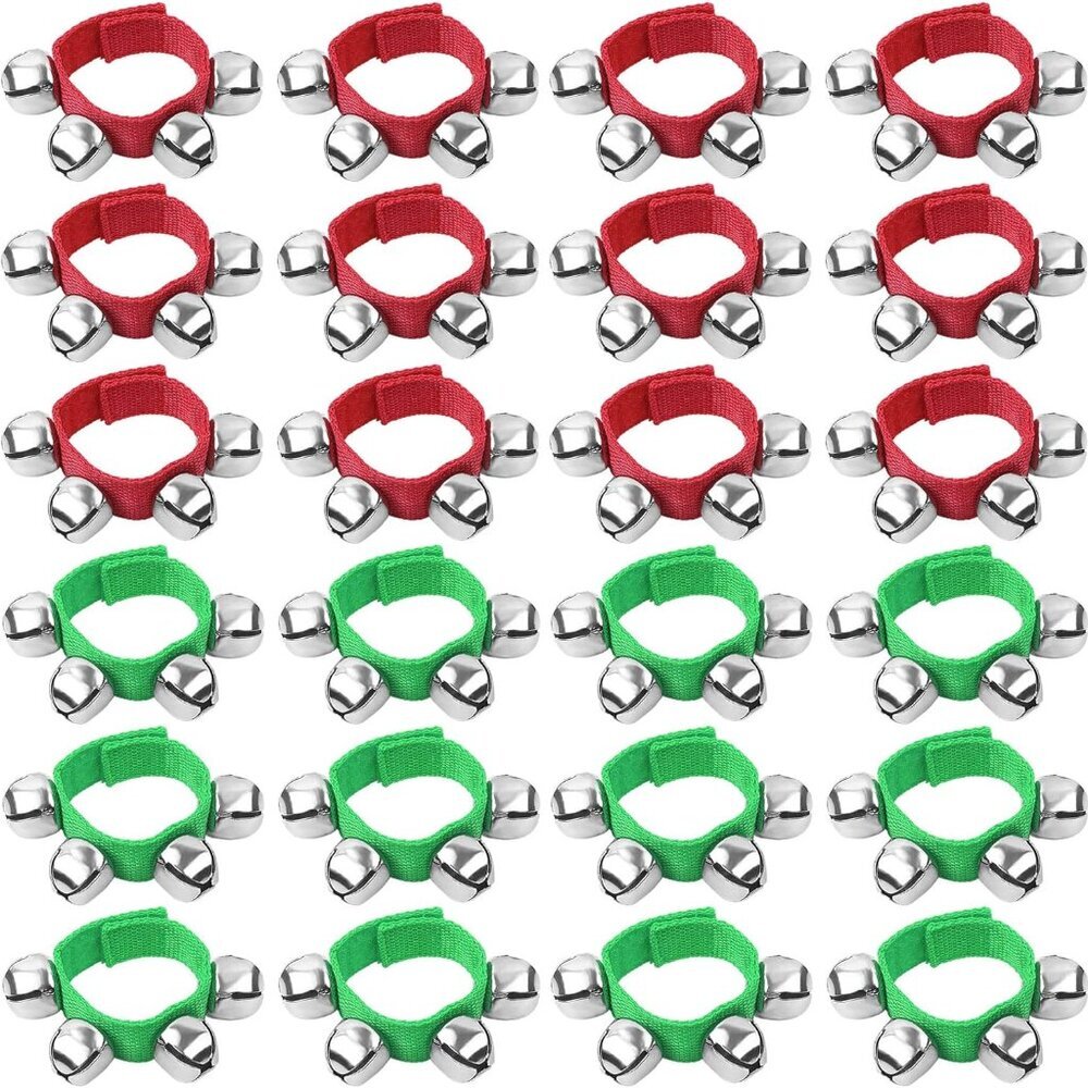 24 Pcs Wrist Band Jingle Bells Musical Instruments Gift for Kids